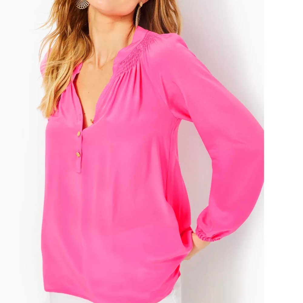 Lilly Pulitzer Elsa Silk Top Roxie Pink Small